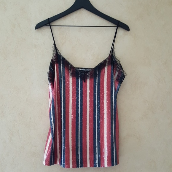 Zara striped top with sequins red white and blue - Picture 2 of 5